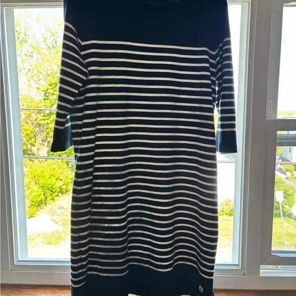 Amour Lux Cotton Navy Striped Sailor Dress French Classic Preppy YachtStyle - Picture 4 of 12